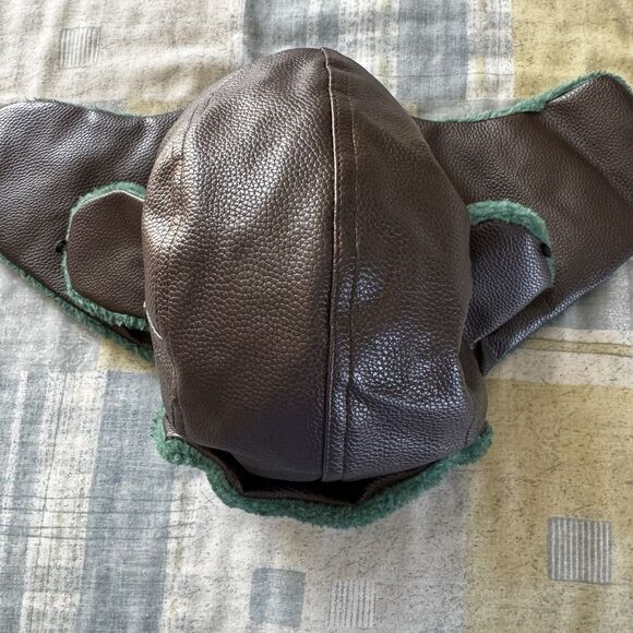 Dark Brown Faux Green Fur Trapper Faux Leather Cosplay Props Winter Hat - Picture 11 of 15
